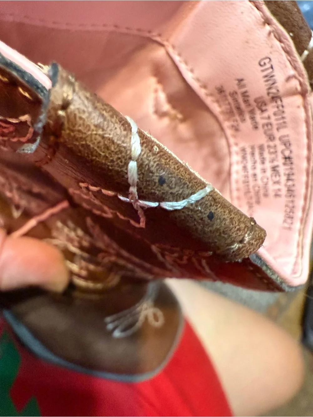 Kids Brown Cowboy Boots with Pink Lining